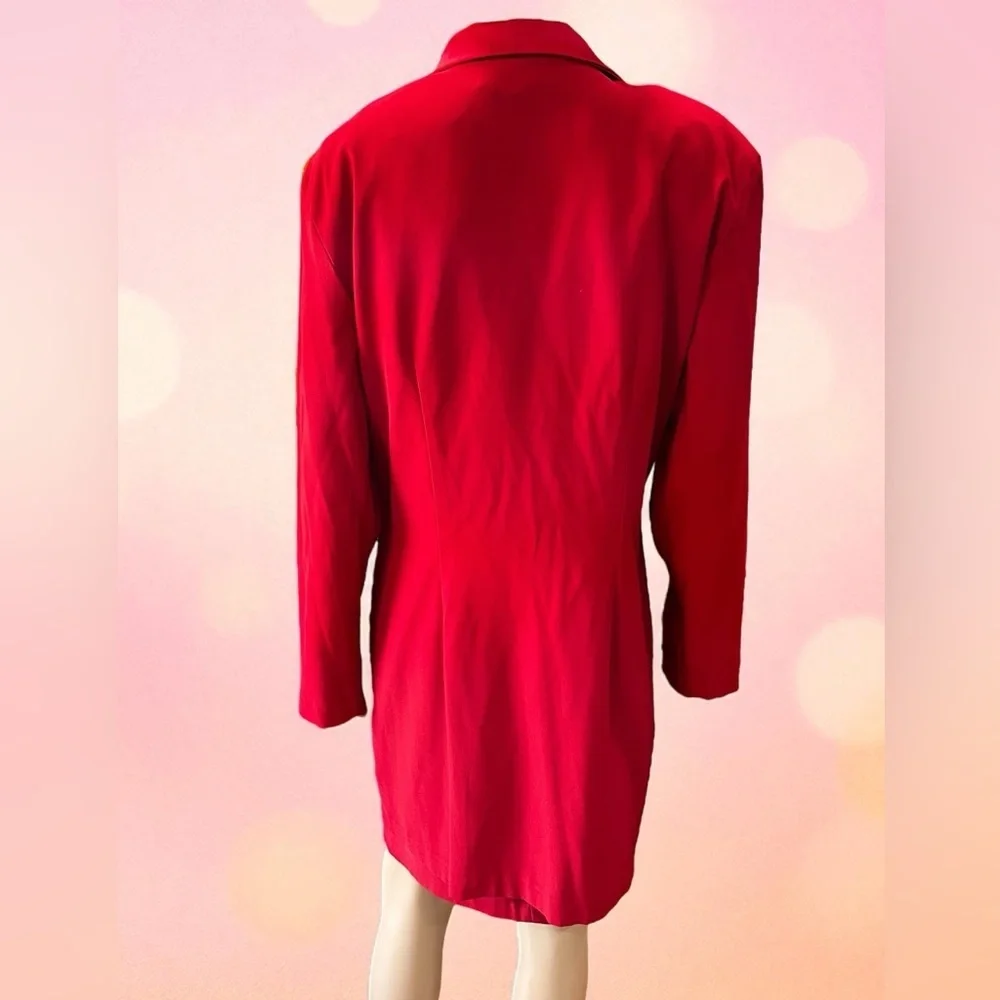2 piece business lipstick red jacket and dress set vintage woman Suit-L/XL
